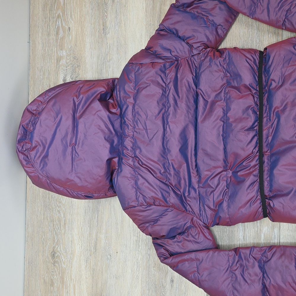 Nike Sportswear Womens Iridescent Asymmetrical Down Puffer Jacket Purple XS - Picture 10 of 13
